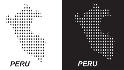 Fototapeta premium Peru Dotted Map, Halftone Style Modern Digital Outline of South American Country Vector EPS