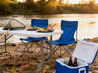 Portable folding picnic table and chairs