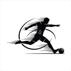 Soccer Football Player Silhouette Vector Kick Ball Game Sport Illustration Graphic Design Action Competition Speed Movement Athlete Championship