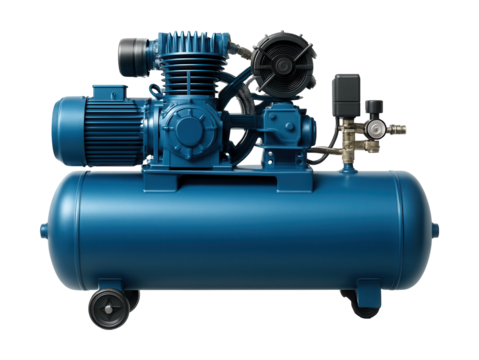 Large-capacity horizontal air compressor ideal for construction sites.