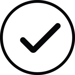 Minimal thin-line vector icon of a valid seal or approval badge. Represents certification, verified quality, guarantee, confirmation, premium label, or trusted status. Ideal for product packaging.