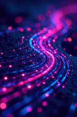 Neon Data Flow Lines in Futuristic Abstract Space