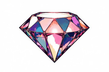 Modern Polygonal Diamond with Vibrant Holographic Reflections