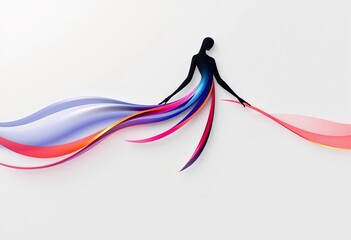 Elegant figure, flowing lines, minimalist style,  stroke,  wall art
