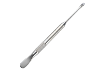 Double-ended stainless steel dental instrument for sculpting isolated on a transparent background