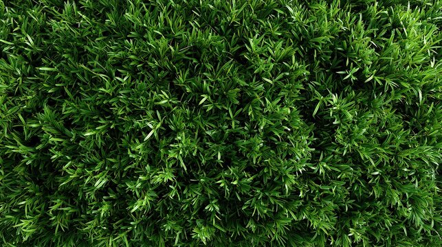 Dense vibrant green foliage texture fills  frame showcasing numerous small needle like leaves densely packed together