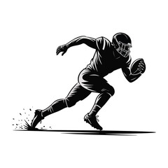 Rugby Player Silhouette Vector Sport Running Ball Game Athlete Action Competition Graphic Design Speed Movement Illustration Design
