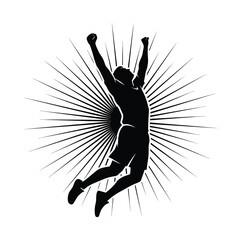 Player Silhouette Vector Jump Celebration Sport Athlete Action Competition Victory Success Graphic Design Achievement Winning Illustration