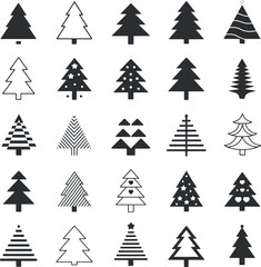 Christmas Tree Silhouette Set – Fir Tree Vector Collection Isolated on White Background