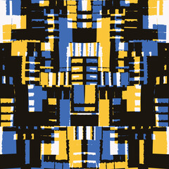 Multicolor Irregular Block Shapes Checked Pattern