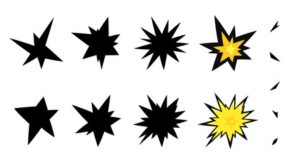 ギザギザの衝撃のエフェクトのイラスト素材セット