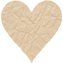Torn brown paper heart with wrinkled texture