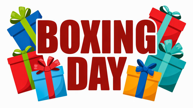 Boxing day special offers with festive gift boxes illustration