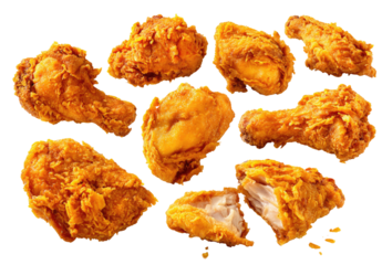 Crispy fried chicken pieces arranged