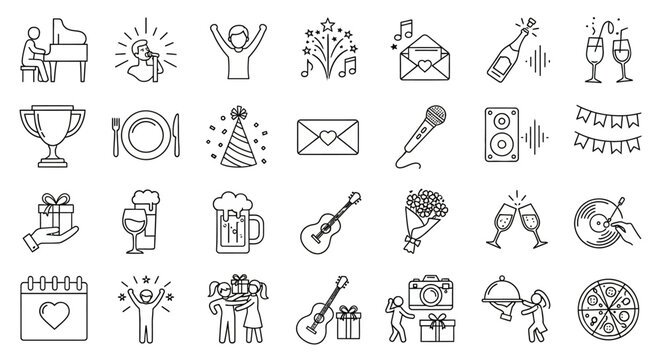 Celebration and Party Icons A Versatile Collection for Festive Occasions
