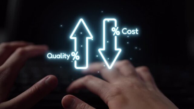 Business concept showing cost reduction and quality increase using Lean, Six Sigma, and Total Quality Management (TQM) to enhance efficiency, value, and customer satisfaction. Muxer