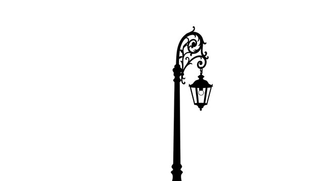 Ornate vintage street lamp with decorative scrollwork on a white background - Powered by Adobe