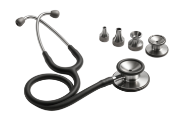Diagnostic stethoscope set with interchangeable tips for analyzing machinery noise.
