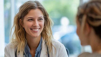 Empathetic Care: A compassionate health expert engages in an active consultation. They show sincere care for their patient and create trust through open conversation. 