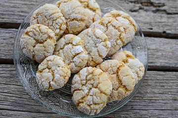 Traditional cinnamon    cookies on wooden background . Christmas ,Holiday concept