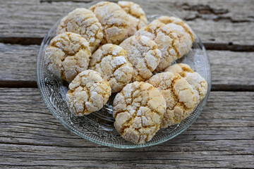 Traditional cinnamon    cookies on wooden background . Christmas ,Holiday concept