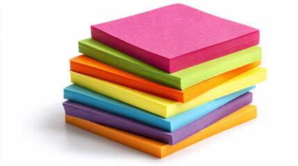 Colorful sticky notes stacked on a desk for organization and reminders