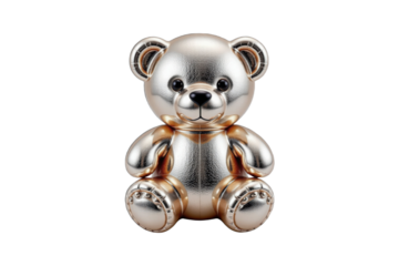 Metallic Teddy Bear White Background