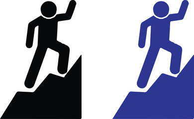 progress growth bule black man success business vector icons set illustration design 