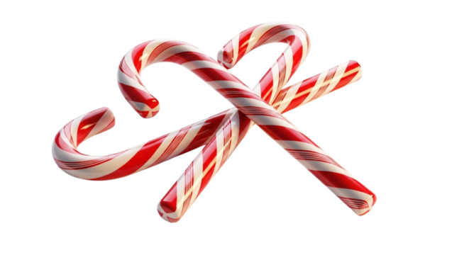 Two candy canes crossed isolated on transparent background, a sweet christmas treat - Powered by Adobe