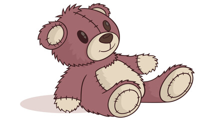 "A studio shot of a cute, fluffy, brown teddy bear sitting upright. The bear has a soft, textured brown fur, darker brown eyes, a small, dark brown nose, and a stitched smile. Its inner ears, snout, a