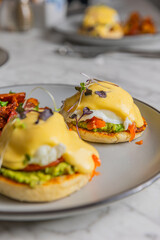 eggs benny variety on plates