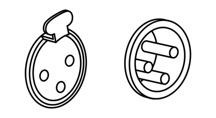 Minimalist line-art illustration of XLR 3-pin connectors, featuring clean outlines and technical details. Perfect for audio equipment guides, engineering diagrams, and professional sound design visual