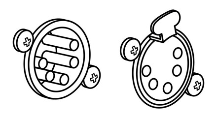 Line-art illustration of 5-pin XLR connectors, showing front views with clean outlines. Technical drawing style suitable for audio equipment manuals, schematics, and professional sound system designs.