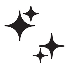 Stylized Black Shine Elements with Four-Pointed Stars on White