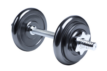Dumbbell isolated on transparent background for strength training and fitness