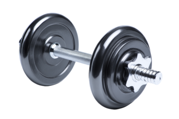 Dumbbell isolated on transparent background for strength training and fitness