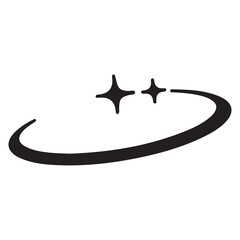 Stylized Black Stars and Curved Path on White Background