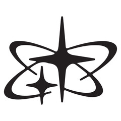 Abstract Black Starburst Emblem with Curving Lines on White