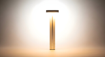 Modern floor lamp with warm glow isolated on white background