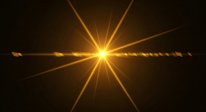 Bright Starburst Flare and Lens Effect with Rays on Dark Background
