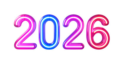 2026 Neon Glow Text Blue Pink PNG