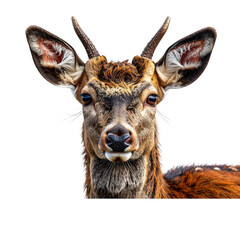 Fototapeta premium - deer png. Deer isolated png. Brown deer looking into the camera. Cervidae png. True deer png