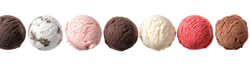 Fototapeta premium Assorted ice cream scoops in a row