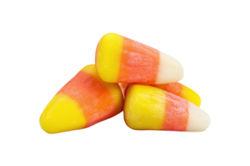 Pile of sweet candy corn isolated on transparent background, a classic treat