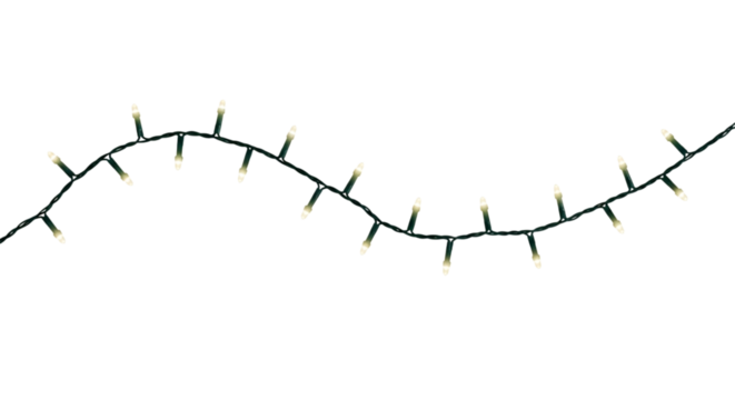 String of christmas lights isolated on transparent background for decoration