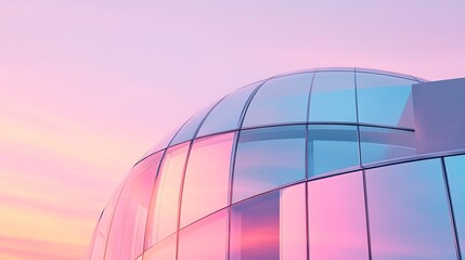 An abstract image of a globe displaying city architecture beneath a blue sky with a rainbow and clouds