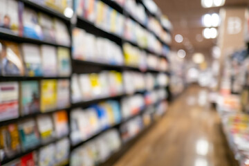 書店フロアを表現した抽象的なボケ背景