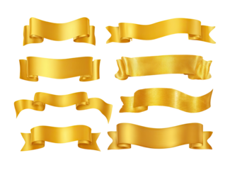 Nine golden scroll banners