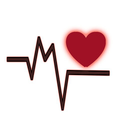Simple heartbeat line with red heart symbol for health and medical themes