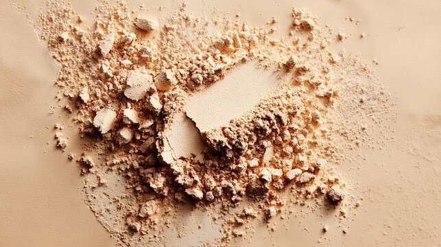Neutral beige powder makeup providing smooth coverage and a flawless complexion for beauty and cosmetic product advertising campaigns and social media content